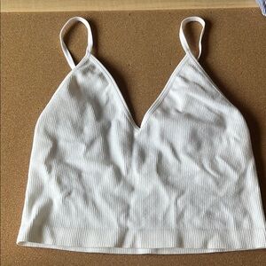 White Ribbed Crop Top